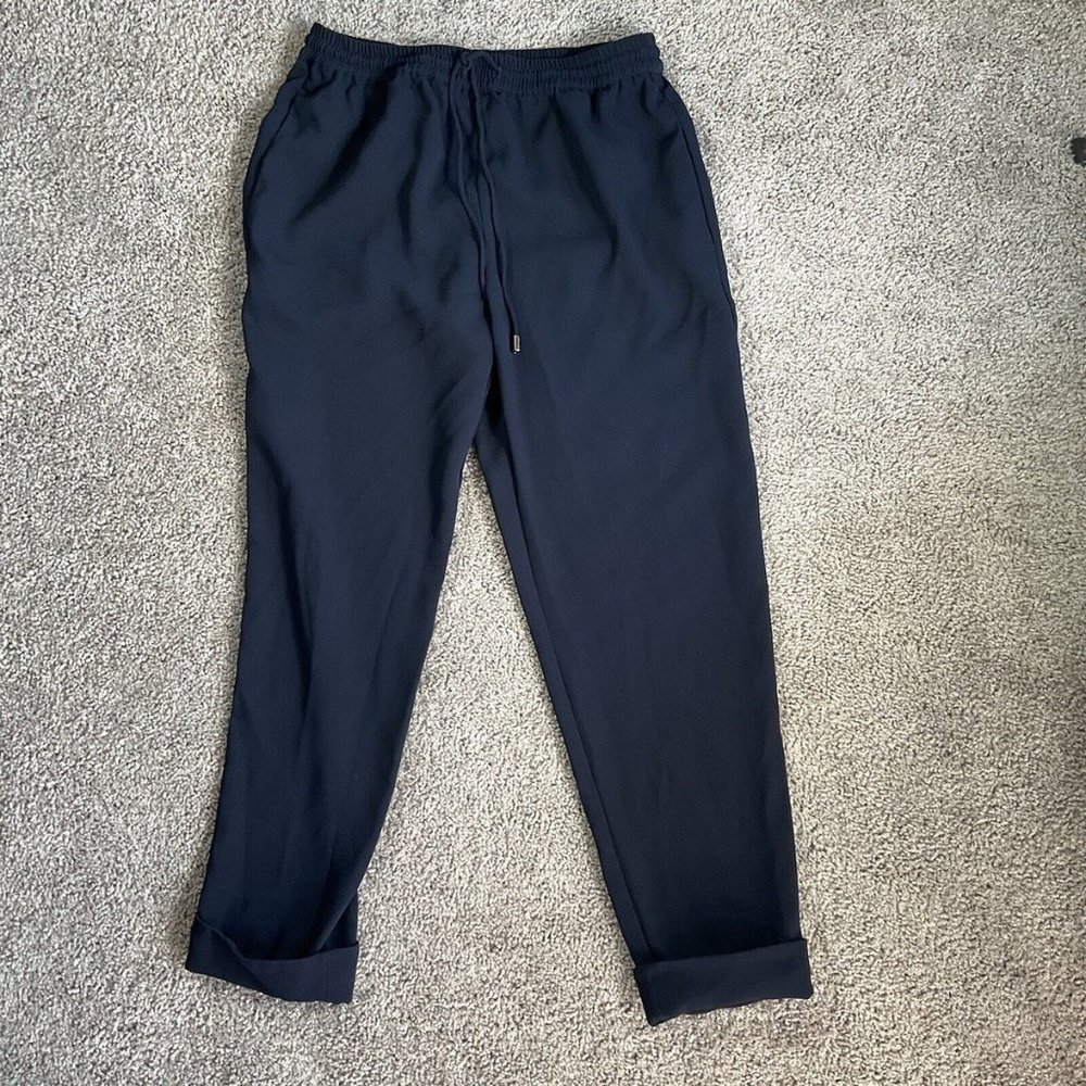 Armani Jeans Women’s Sz 33 UK 16 blue leg trousers casual Polyester Pants